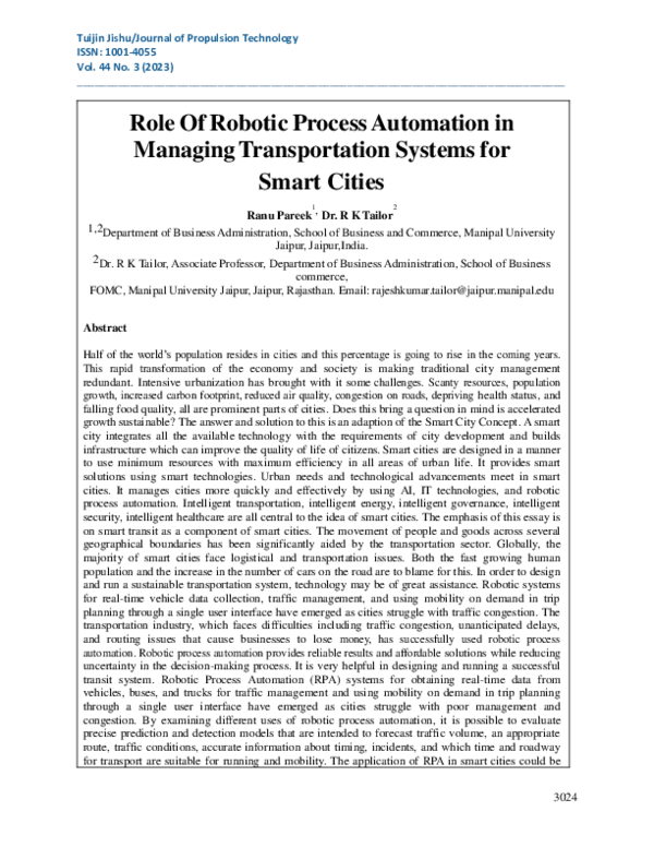 (PDF) Role Of Robotic Process Automation in Managing Transportation ...