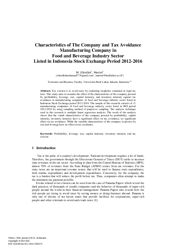 (PDF) Characteristics of The Company and Tax Avoidance Manufacturing ...