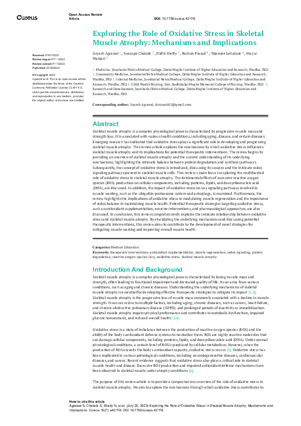 (PDF) Exploring the Role of Oxidative Stress in Skeletal Muscle Atrophy ...