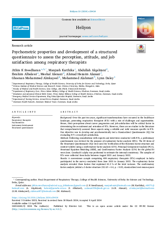(PDF) Psychometric properties and development of a structured ...