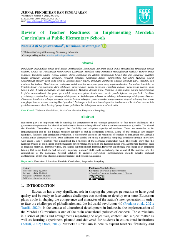 (PDF) Review of Teacher Readiness in Implementing Merdeka Curriculum at ...