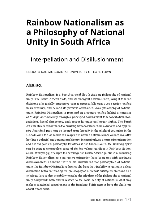 (PDF) Rainbow Nationalism as a Philosophy of National Unity in South ...