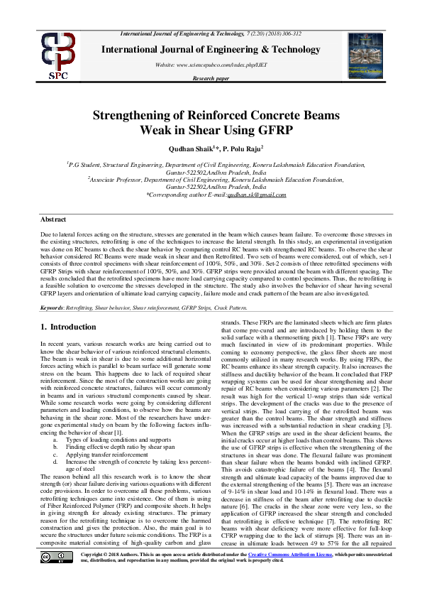(PDF) Strengthening of Reinforced Concrete Beams Weak in Shear Using GFRP