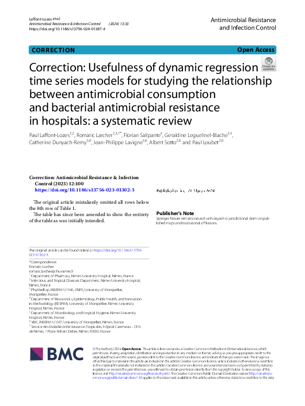 (PDF) Correction: Usefulness of dynamic regression time series models ...