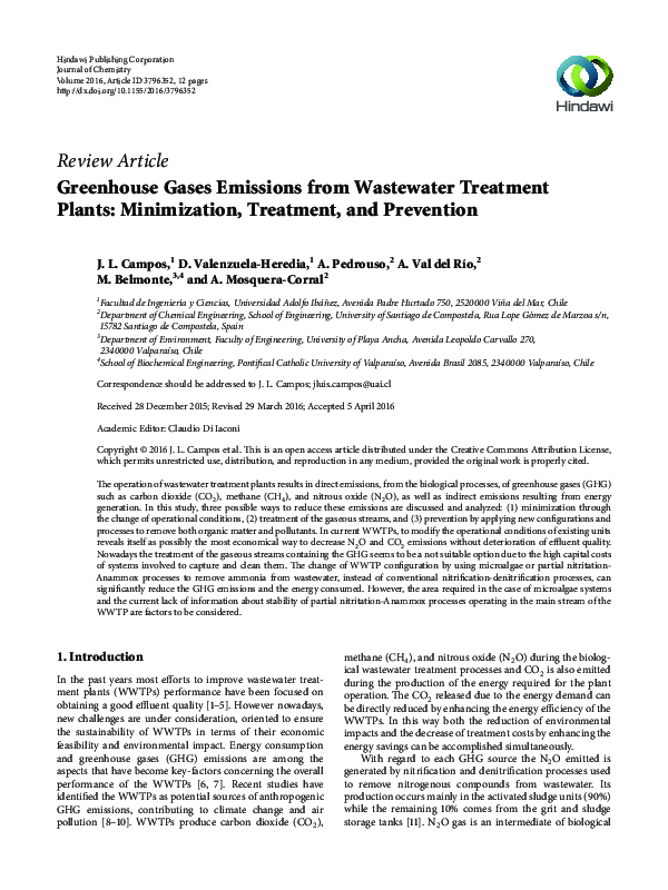 (PDF) Greenhouse Gases Emissions from Wastewater Treatment Plants ...