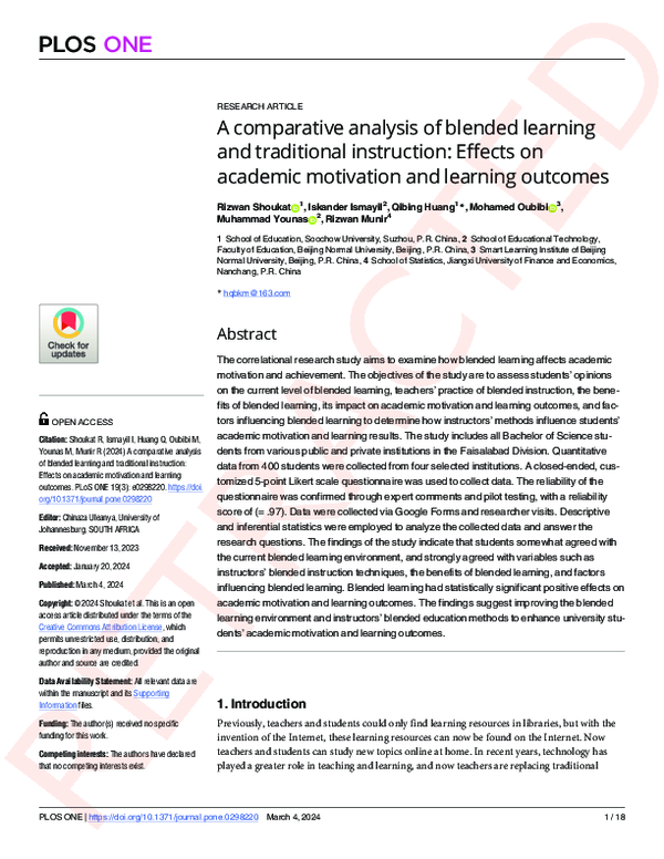 (PDF) A comparative analysis of blended learning and traditional ...