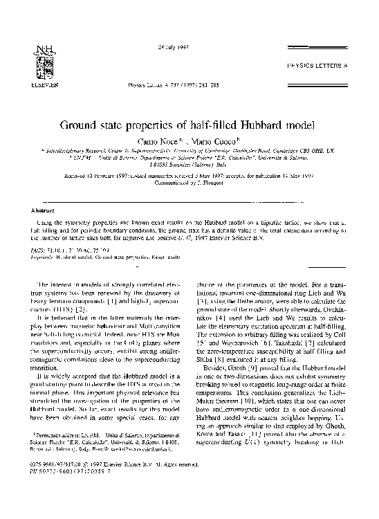 (PDF) Ground state properties of half-filled Hubbard model