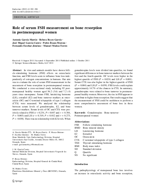 (PDF) Role of serum FSH measurement on bone resorption in ...