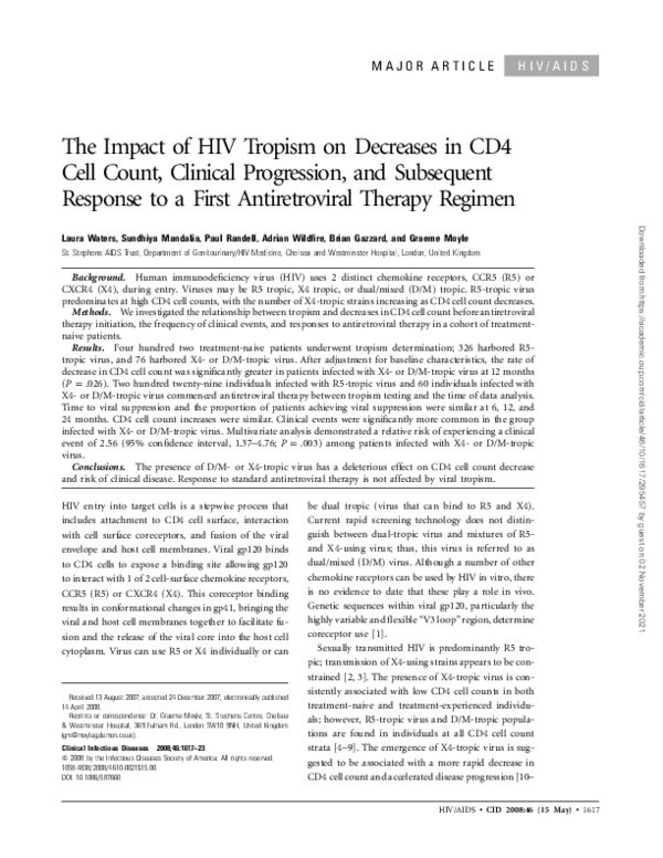(PDF) The Impact of HIV Tropism on Decreases in CD4 Cell Count ...