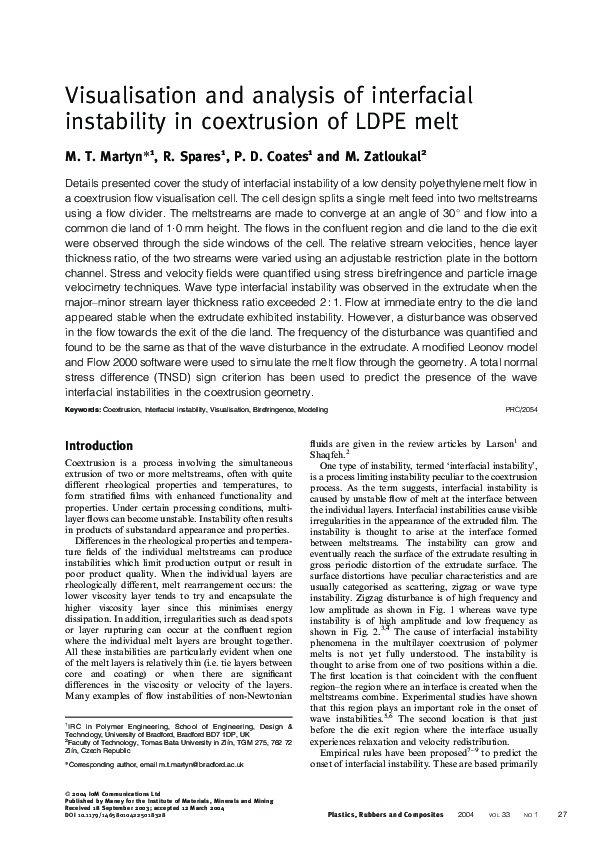 (PDF) Visualisation and analysis of interfacial instability in ...