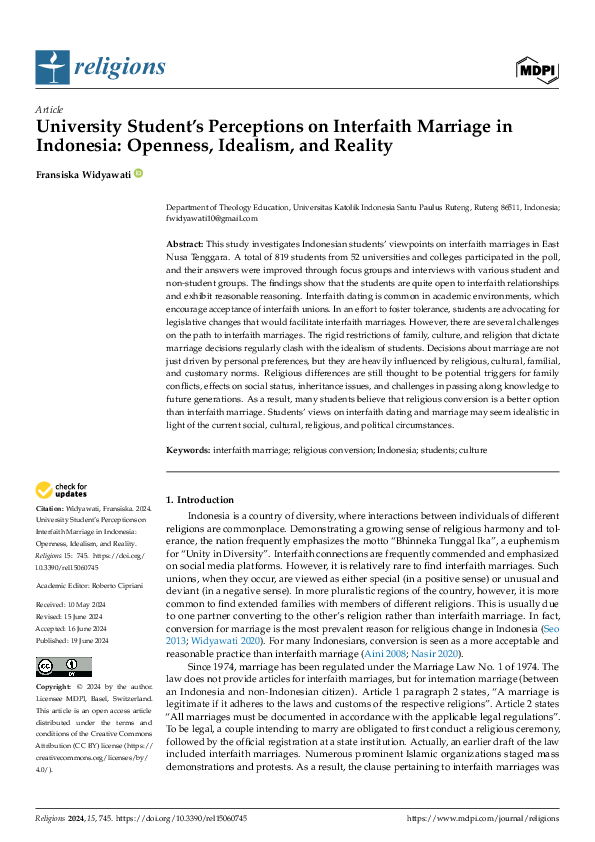 (PDF) University Student’s Perceptions on Interfaith Marriage in ...