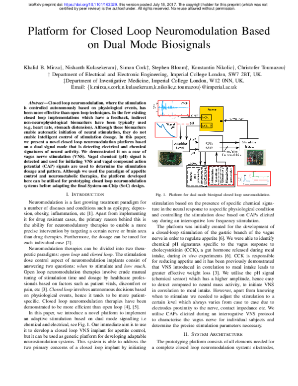 (PDF) Platform for Closed Loop Neuromodulation Based on Dual Mode ...