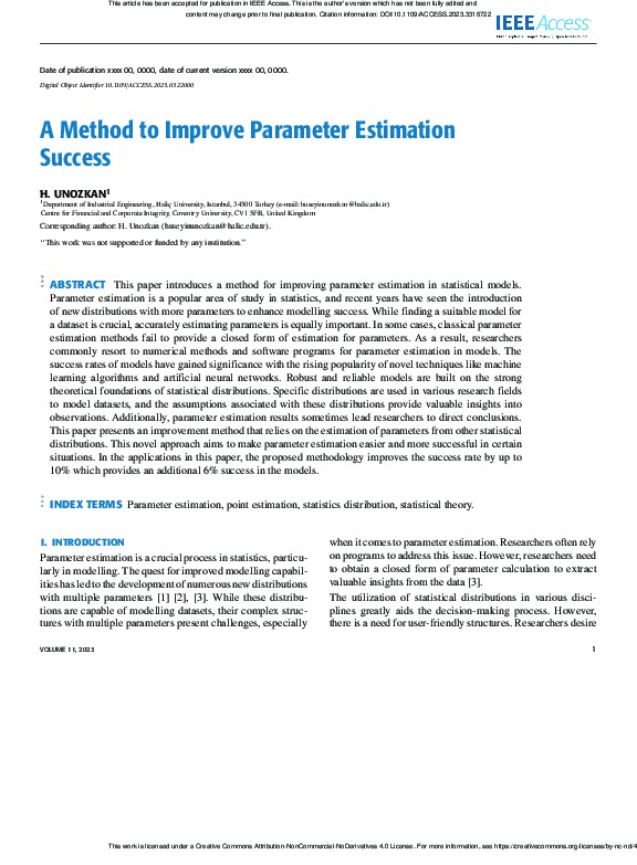(PDF) A Method to Improve Parameter Estimation Success