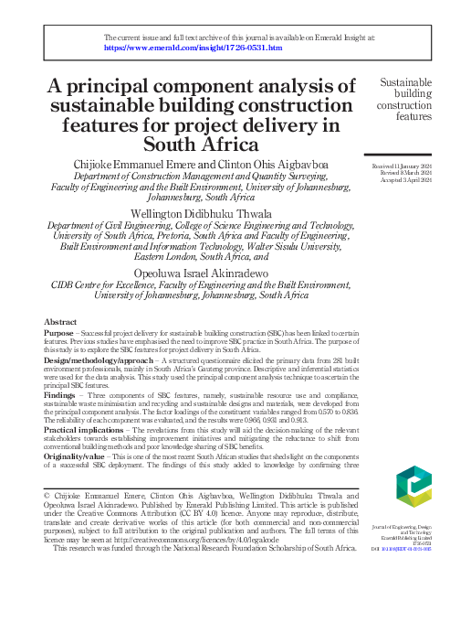 (PDF) A principal component analysis of sustainable building ...