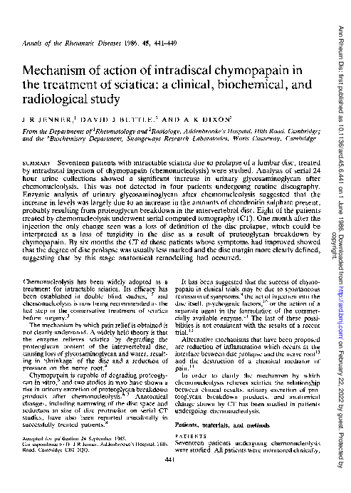 (PDF) Mechanism of action of intradiscal chymopapain in the treatment ...
