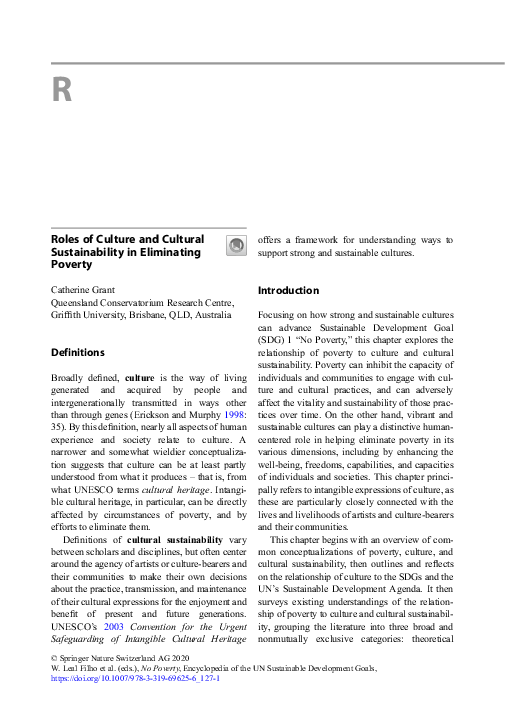 (PDF) Roles of Culture and Cultural Sustainability in Eliminating Poverty