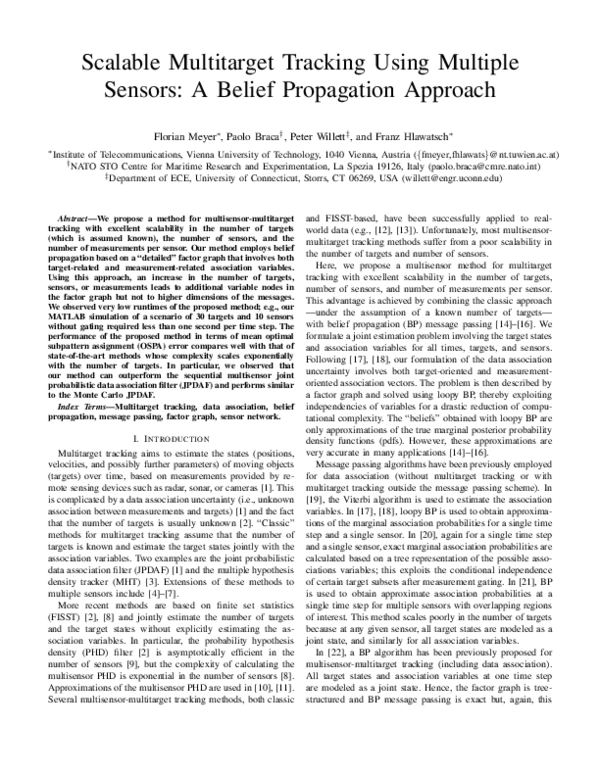 (PDF) Scalable multitarget tracking using multiple sensors: A belief ...