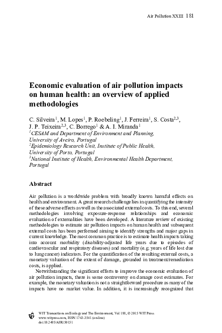 (PDF) Economic evaluation of air pollution impacts on human health: an ...