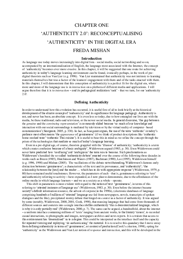 (PDF) Authenticity 2.0': Reconceptualising 'authenticity' in the ...