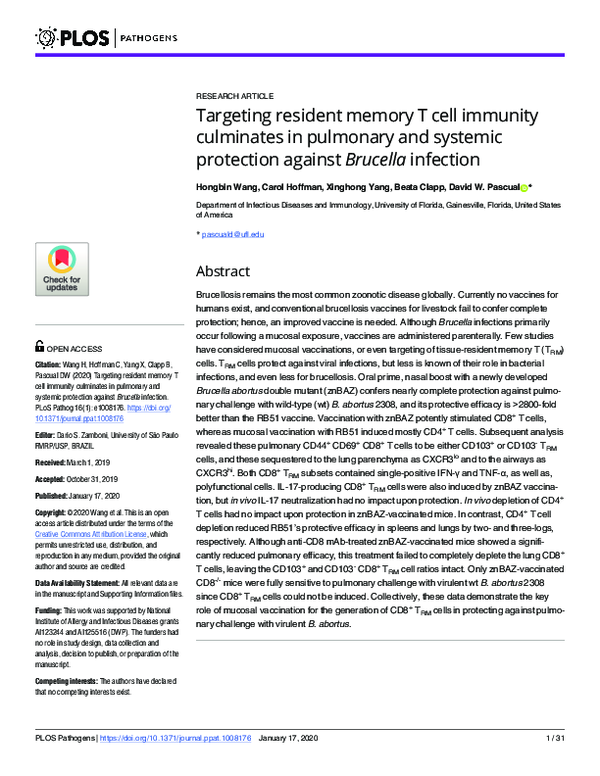 (PDF) Targeting resident memory T cell immunity culminates in pulmonary ...