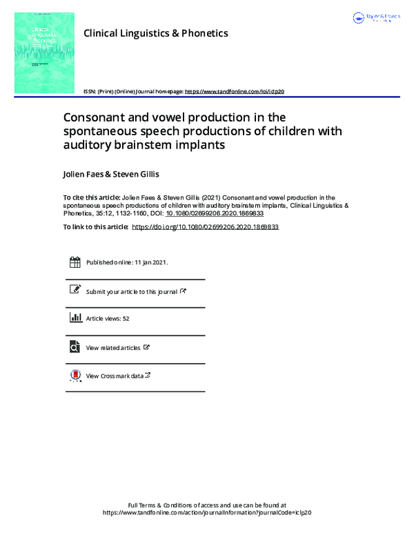 (PDF) Consonant and vowel production in the spontaneous speech ...