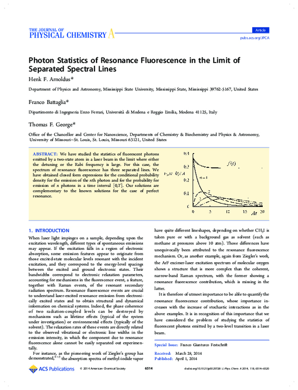 (PDF) Photon Statistics of Resonance Fluorescence in the Limit of ...