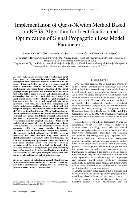 (PDF) Implementation of Quasi-Newton Method Based on BFGS Algorithm for ...