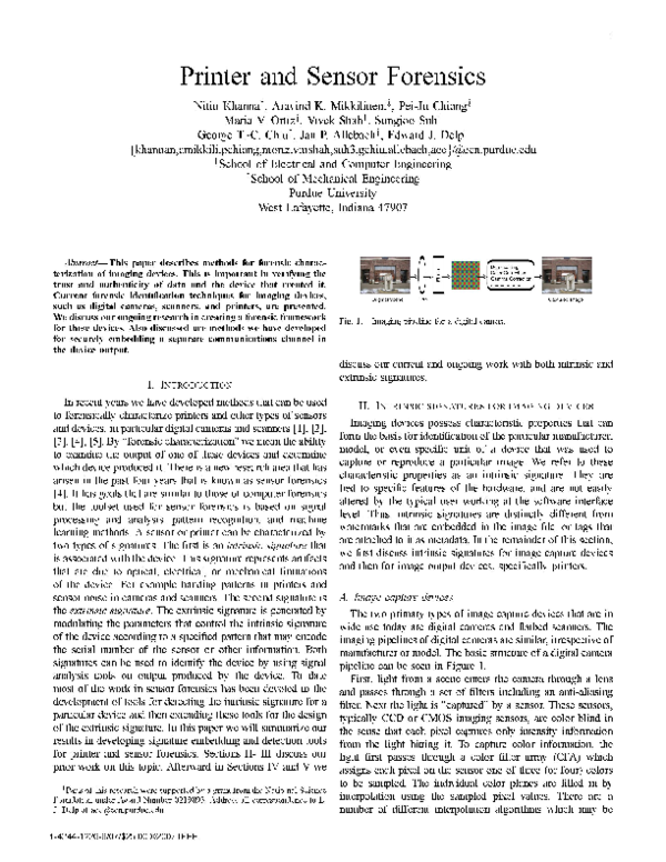 (PDF) Printer and sensor forensics