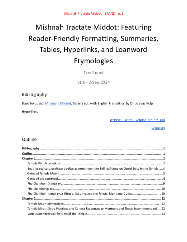 (PDF) Mishnah Tractate Middot: Featuring Reader-Friendly Formatting ...