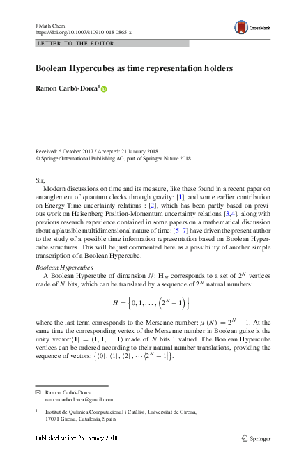 (PDF) Boolean Hypercubes as time representation holders