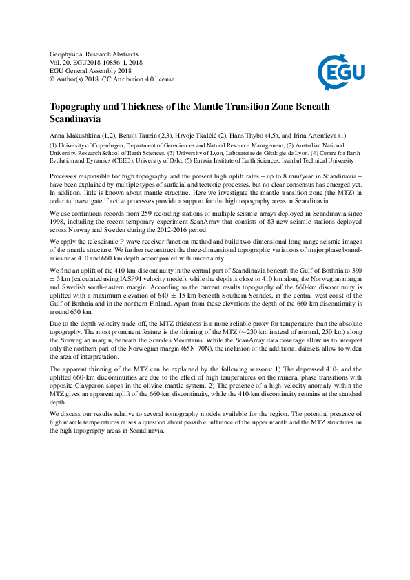 (PDF) Topography and Thickness of the Mantle Transition Zone Beneath ...