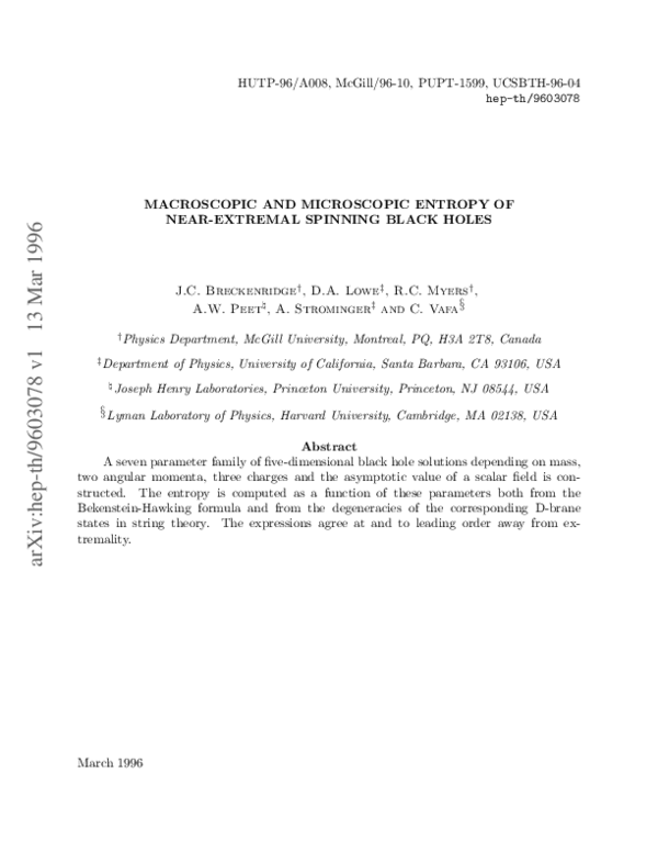 (PDF) Macroscopic and microscopic entropy of near-extremal spinning ...