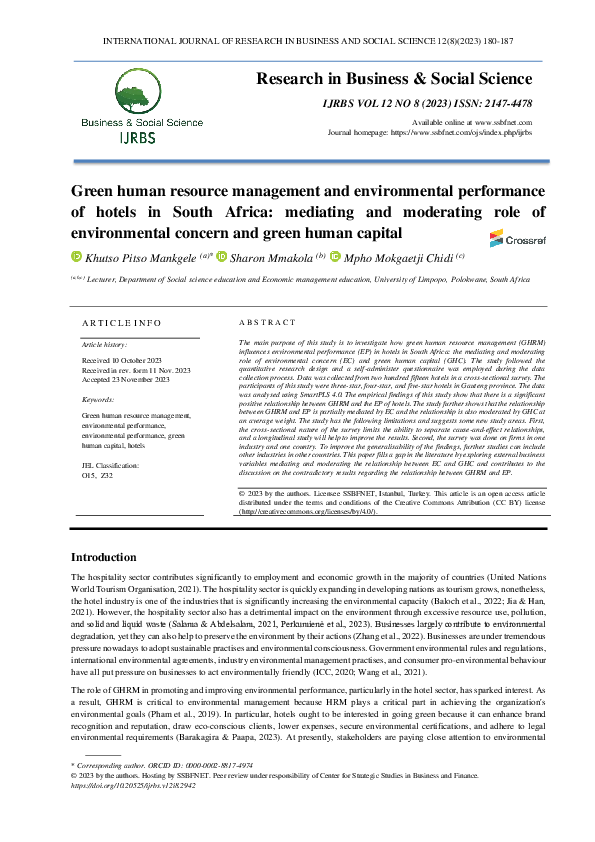 (PDF) Green human resource management and environmental performance of ...