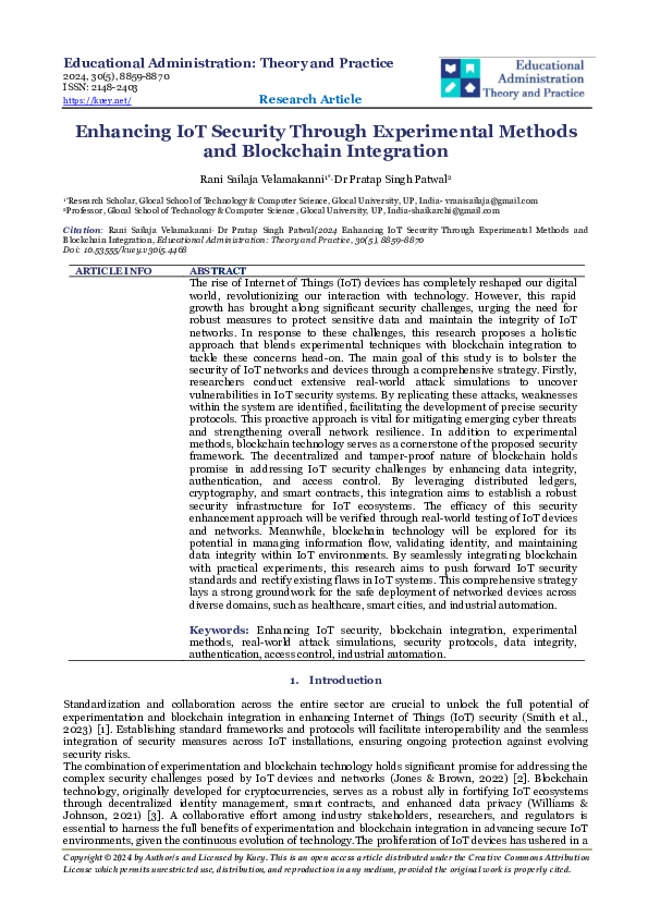 (PDF) Enhancing IoT Security Through Experimental Methods and ...
