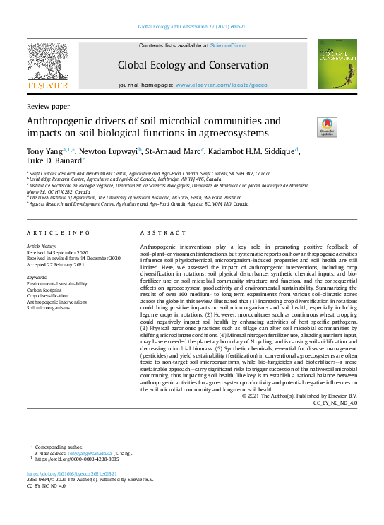 (PDF) Anthropogenic drivers of soil microbial communities and impacts ...