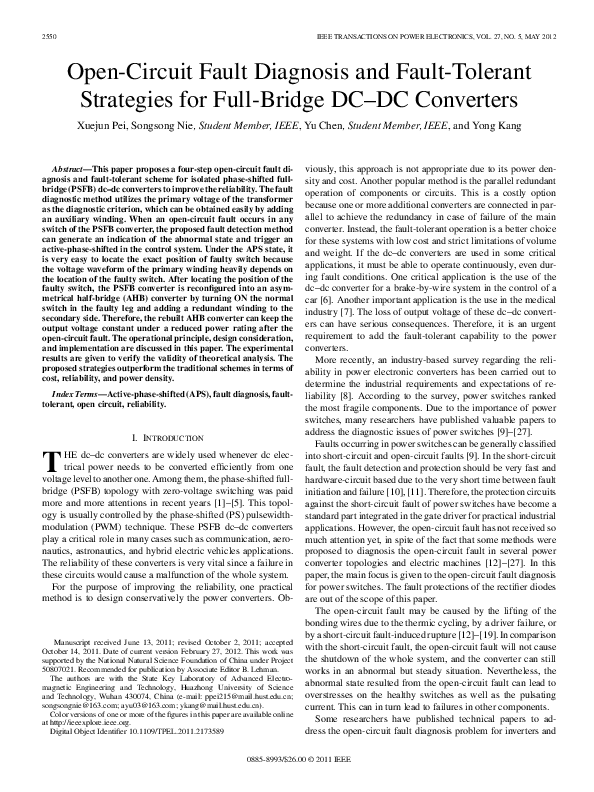 (PDF) Open-Circuit Fault Diagnosis and Fault-Tolerant Control of IPMSM ...