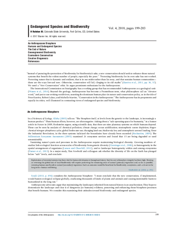 (PDF) Endangered Species and Biodiversity