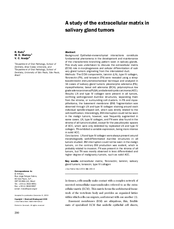 (PDF) A study of the extracellular matrix in salivary gland tumors