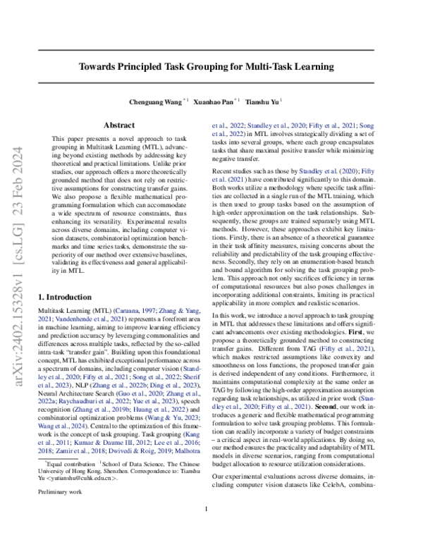 (PDF) Towards Principled Task Grouping for Multi-Task Learning