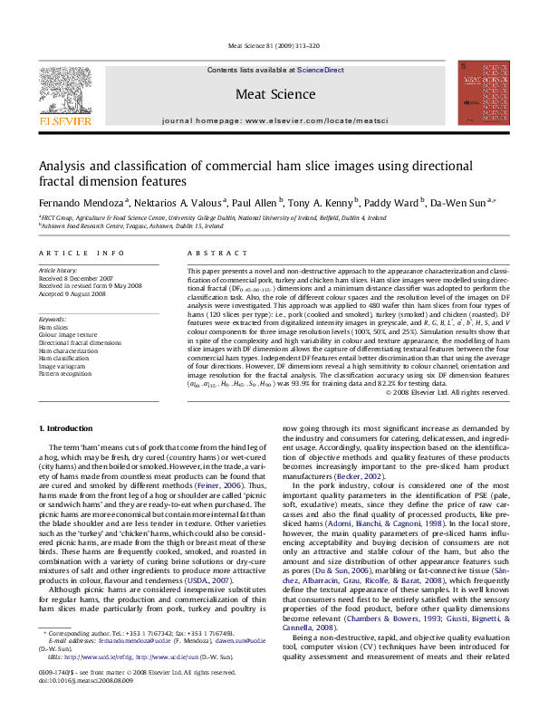 (PDF) Analysis and classification of commercial ham slice images using ...