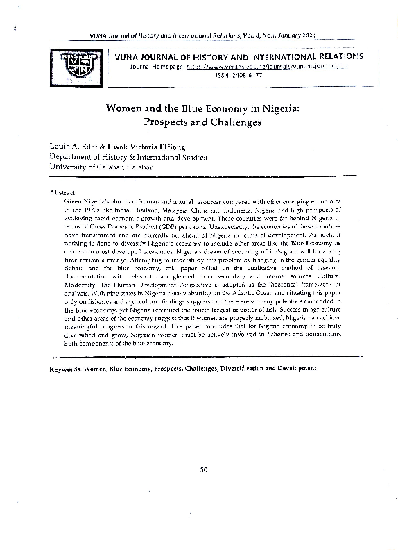 (PDF) Women and the Blue Economy in Nigeria: Prospects and Challenges