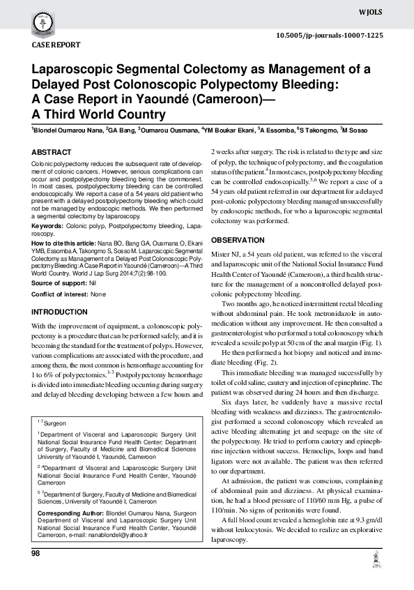 (PDF) Laparoscopic Segmental Colectomy as Management of a Delayed Post ...
