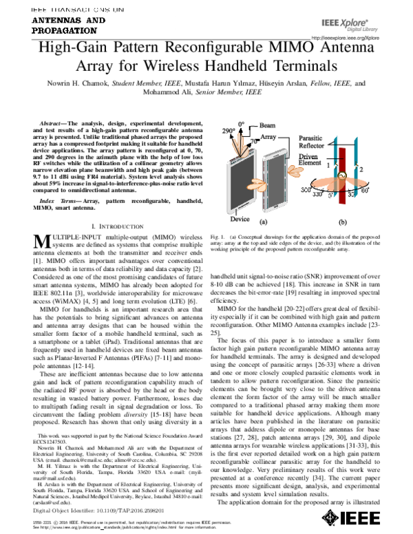 (PDF) High-Gain Pattern Reconfigurable MIMO Antenna Array for Wireless ...