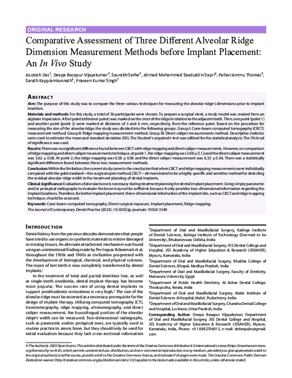 (PDF) Comparative Assessment of Three Different Alveolar Ridge ...