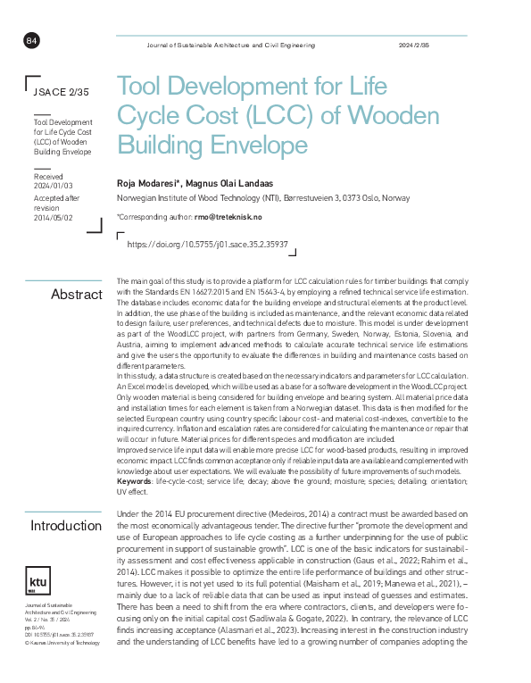 (PDF) Tool Development for Life Cycle Cost (LCC) of Wooden Building ...