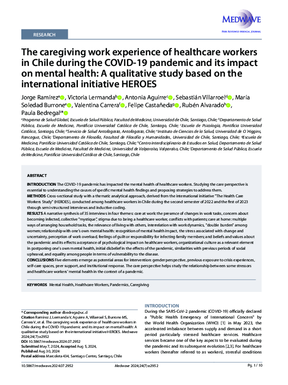 (PDF) The caregiving work experience of healthcare workers in Chile ...