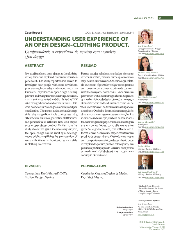 (PDF) Understanding user experience of an open design-clothing product