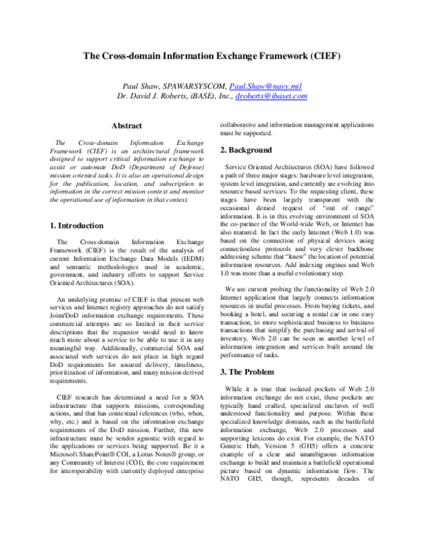 (PDF) The Cross-domain Information Exchange Framework (CIEF)