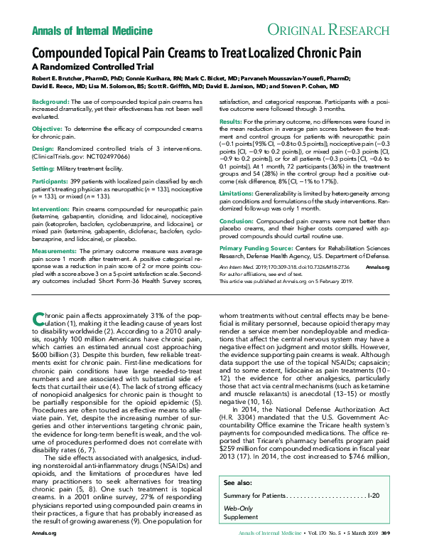 (PDF) Compounded Topical Pain Creams to Treat Localized Chronic Pain