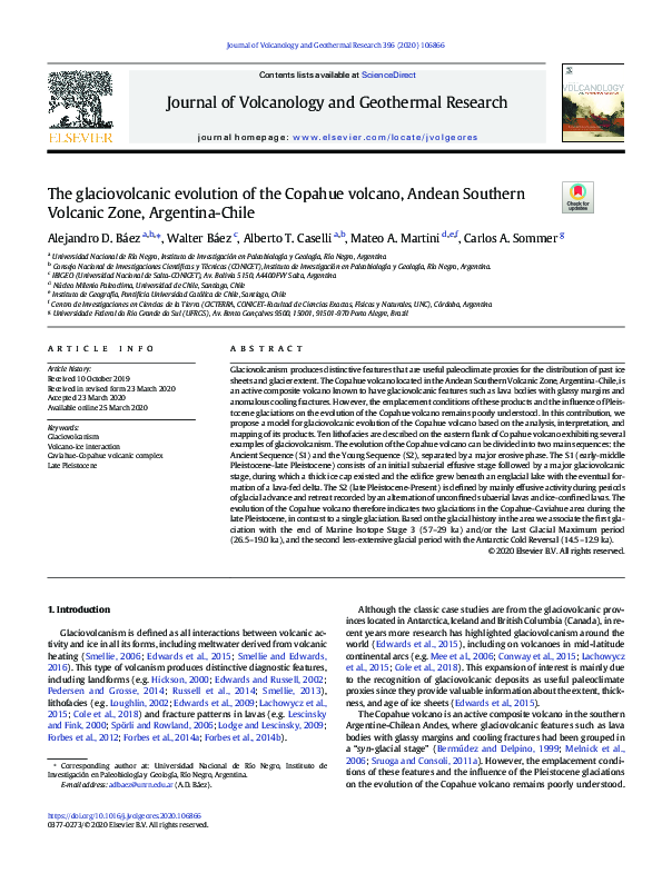 (PDF) The glaciovolcanic evolution of the Copahue volcano, Andean ...